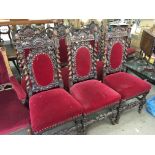 A Quality set of six late Victorian carved oak din