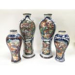 Two pairs of Chinese export vases decorated with f