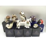Nine boxed Royal Crown Derby paperweights includin