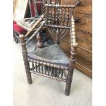 A late 19th century wood turners chair with a rect