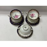 5 Paragon porcelain soup bowls and saucers.