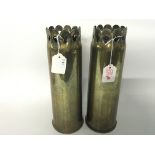 WW1 British Pair of Trench art Vases made from 13