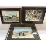 3 x framed watercolours of local scenes retrospect