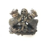 Soapstone carving of foo dogs with stand. 7inches