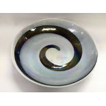 A large Yalos Murano glass dish with swirl decorat