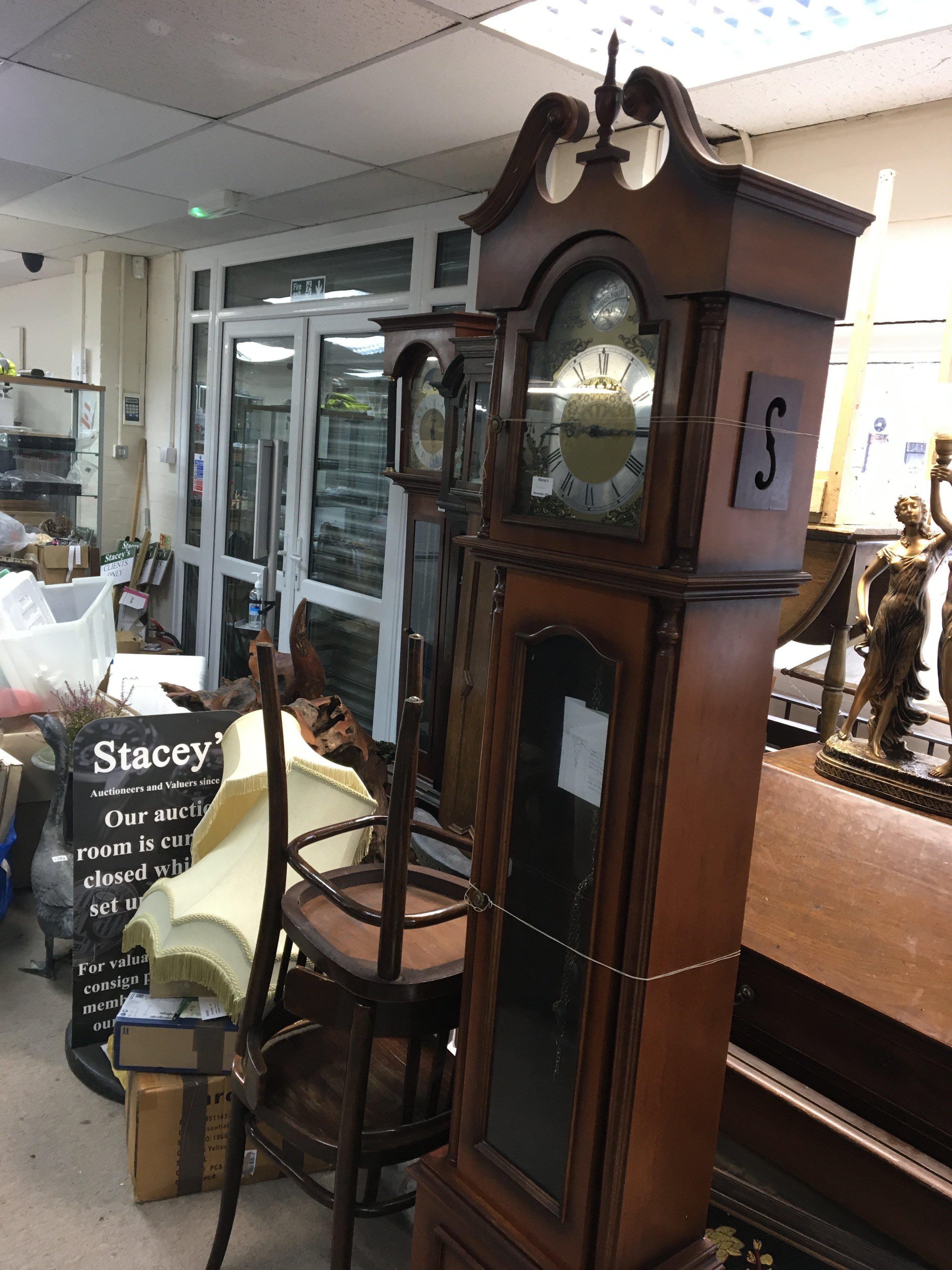 A modern longcase clock with a brass dial silvered - Image 2 of 2