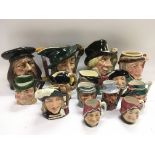 A collection of Royal Doulton and other character jugs.