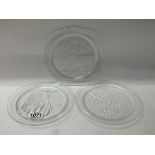 3 Lalique year plates 1973, 1974, 1969.