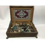 19th century carved Indian box with bone inlay con