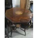 A Quality Edwardian inlaid Rosewood octagonal occasional table with shaped legs top diameter 61cm No