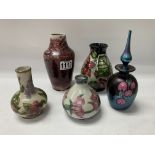 3 small Cobridge pottery vases, small Moorcroft po