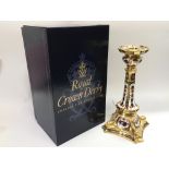 A boxed Royal Crown Derby 'Old Imari' candlestick,