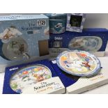 Two boxed Snowmen sets, two boxed plates plus one