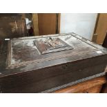 A 19th century oak box possible a marriage box the