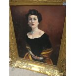 A framed oil painting on boarded Elegance a portrait of a refined lady signed by the artist WC