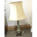 A green simulated marble porcelain table lamp NO R