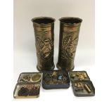 Two trench art vases and a collection of various c