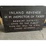 A copper plaque inland Revenue H.M inspector of ta