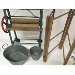A Tri-ang child’s vintage washing kit with a mangl