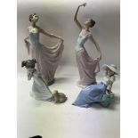 1 Lladro porcelain figure together with 3 NAO porcelain figurines all with boxes.