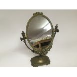 Small brass framed table mirror