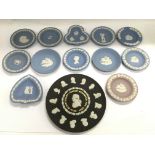 A collection of Wedgwood jasperware in various col