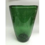 A Whitefriars style green glass vase, approx heigh