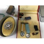 Two cased set of medals Trickett boxes silver medals and cufflinks.