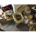 A large collection of wicker work items comprising