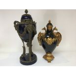 A classical style ceramic and metal urn and a Vers