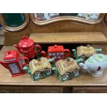 7 Price Bros, Kensington pottery teapots including