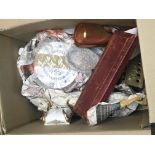 Two boxes containing silver plate and other oddments. (2)