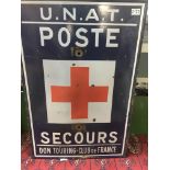 A large enamel blue sign U.N.A.T poste .60 cm by 9