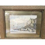 A framed watercolour of Venice signed J'ulleylove,