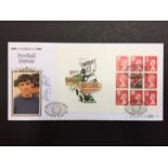 1996 George Best Signed FDC: Benham Football Heroes fdc pane of stamps including George Best: