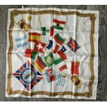 1966 Football World Cup Ladies Head Scarf: Excellent unused condition with WC Willie, flags of