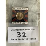 1966 Football World Cup Stewards Armband + Badge: Superb decorative large metal badge with World Cup