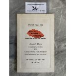 1966 Russia World Cup Football Menu: Rare menu welcoming Russia to the North East hosted by a