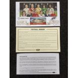 2013 Benham Football Heroes FDC: Contains full sheet of Football Heroes stamps. Hand stamped at