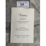 1966 World Cup Rare Opening Ceremony Supper Menu: Small event with only 10 tables in the Queens