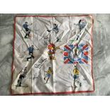 1966 Football World Cup Signed Handkerchief: Previous winners, World Cup Willie and World Cup logo