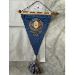 1966 Italy World Cup Football Team Pennant: Lovely blue pennant with Italian flag surrounded by