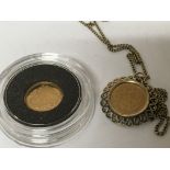 Two small gold coins one mounted into pendent (2)