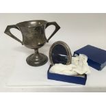 A silver trophy cup 362g and a silver photo frame