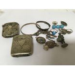 Two Vesta cases turquoise jewellery silver rings a