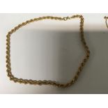 A 9 ct gold rope chain 8 grams.