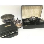 A cased silver plated presentation tea set cased c