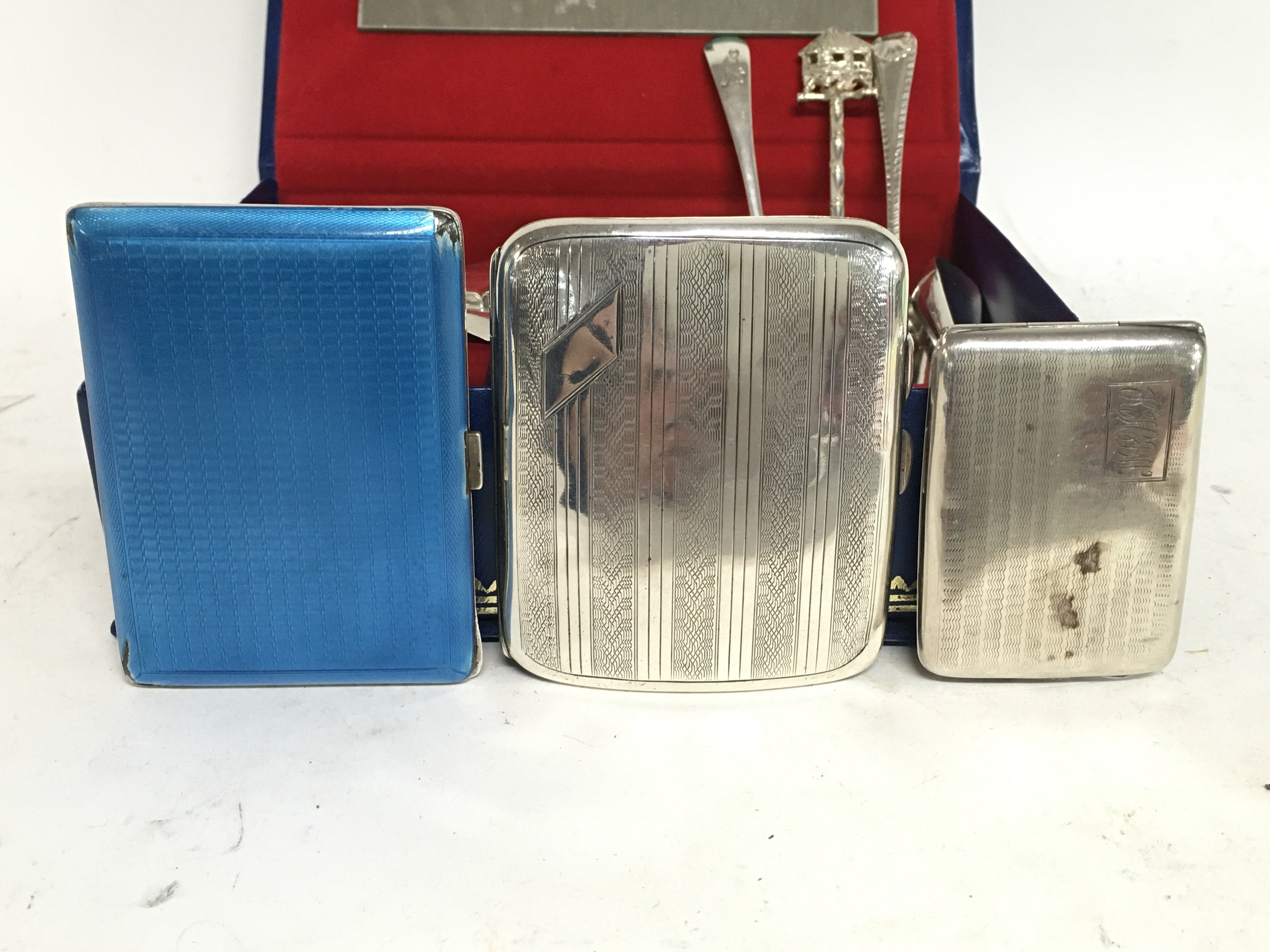 A box of hallmarked silver cigarette cases and oth - Image 2 of 4