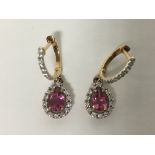 9ct Rose gold ring tourmaline and diamond earrings