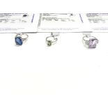 Three 9ct white gold rings including a Rose De Fra